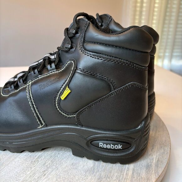 New Reebok Unisex Black Leather Work Boots Trainex Size Men\'s 8.5 Wmn\'s 10.5 main image 12